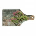 thumbnail image 1 of Brick Wall Cutting Board, Fresh Little Tree with Fuchsia Flowers in Front of Cracked Wall Hope Dream Theme, Tempered Glass Cutting and Serving Board, Wine Bottle Shape, Multicolor, by Ambesonne, 1 of 1