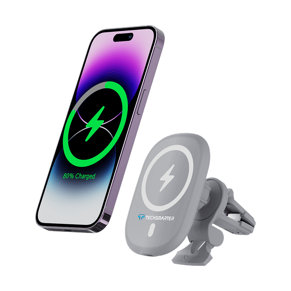 Techsmarter Magnetic Wireless Car Charger & Mount with Air Vent Holder. Compatible with iPhone 12, 13, 14, 15 Only.