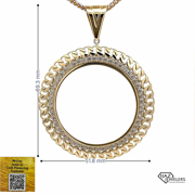IJAZ JEWELERS 10K Gold CZ Cuban Link Border Centenario Bezel Charm