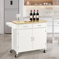thumbnail image 5 of Costway Modern Rolling Kitchen Cart Island Wood Top Storage Trolley Cabinet Utility New White, 5 of 10