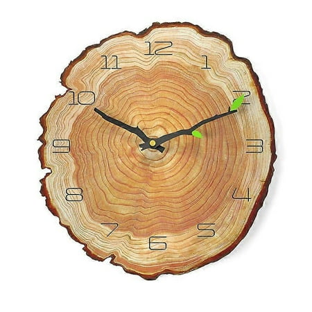 Vintage wooden wall clock, antique wall clock without ticking noises, vintage country style wall clock, Shabby silent wall clock for small living room