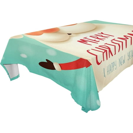 SKYSONIC Santa Claus Tablecloth Waterproof Washable Polyester Square Table Cover Durable Tablecloth for Kitchen Dining Table Party Decor (54 X 72 Inch)
