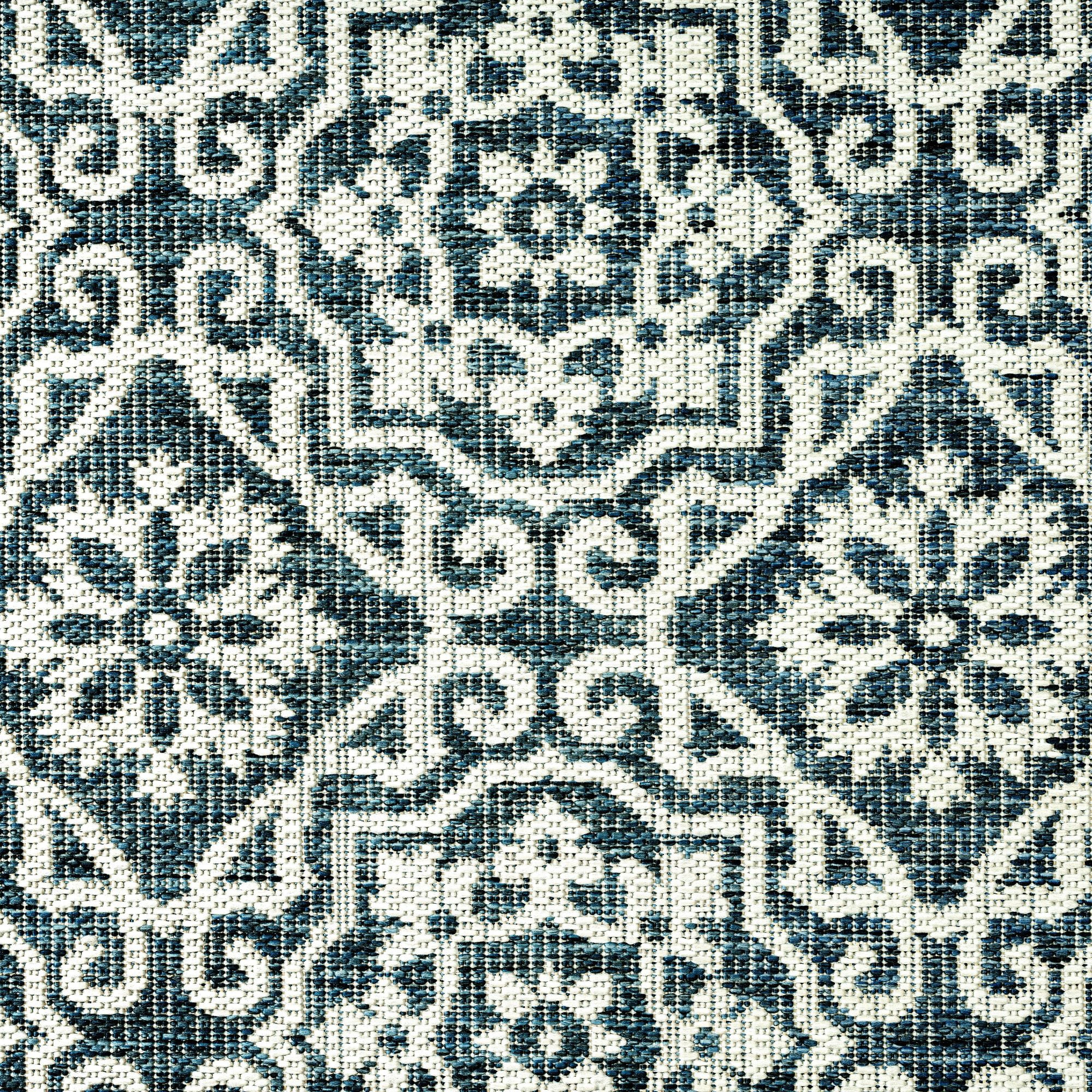 Nicole Miller New York Patio Country Danica Transitional Geometric Indoor/Outdoor Area Rug, Blue/White, 5'2"x7'2"