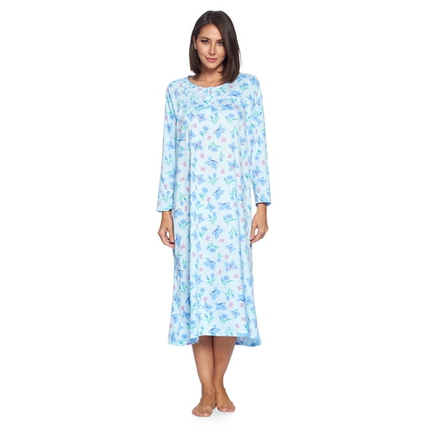 Casual Nights Women's Long Floral & Lace Henley Nightgown