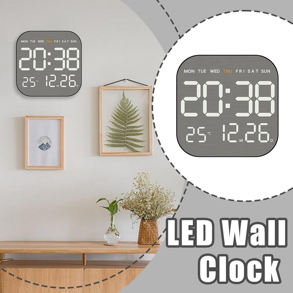 Atomic Wall Clock with Indoor/Outdoor Temp Large Number Display Silent Battery Operated Alarm Analog Digital Clocks for Bedroom Seniors Desk Living Room Office Bathroom Kitchen Shower(White)