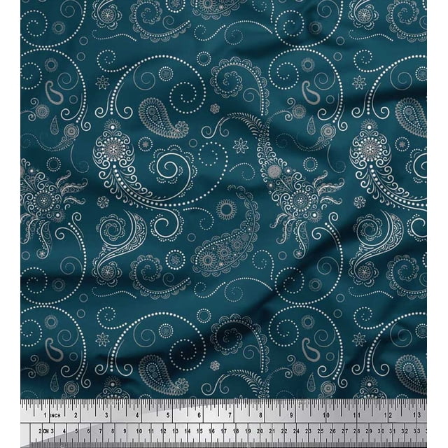 Soimoi Toile de Voile de Coton Imprimé Floral & Paisley 1 Yard 42 Inch Wide