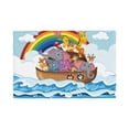 thumbnail image 2 of Rocae Rainbow Animals on Noah's Ark Printed Heat Resistant Place Mats,Classic Hemstitch Cloth Fabric Placemats Imitation Linen Place Mat Table Mats 18x12 inch, 2 of 9