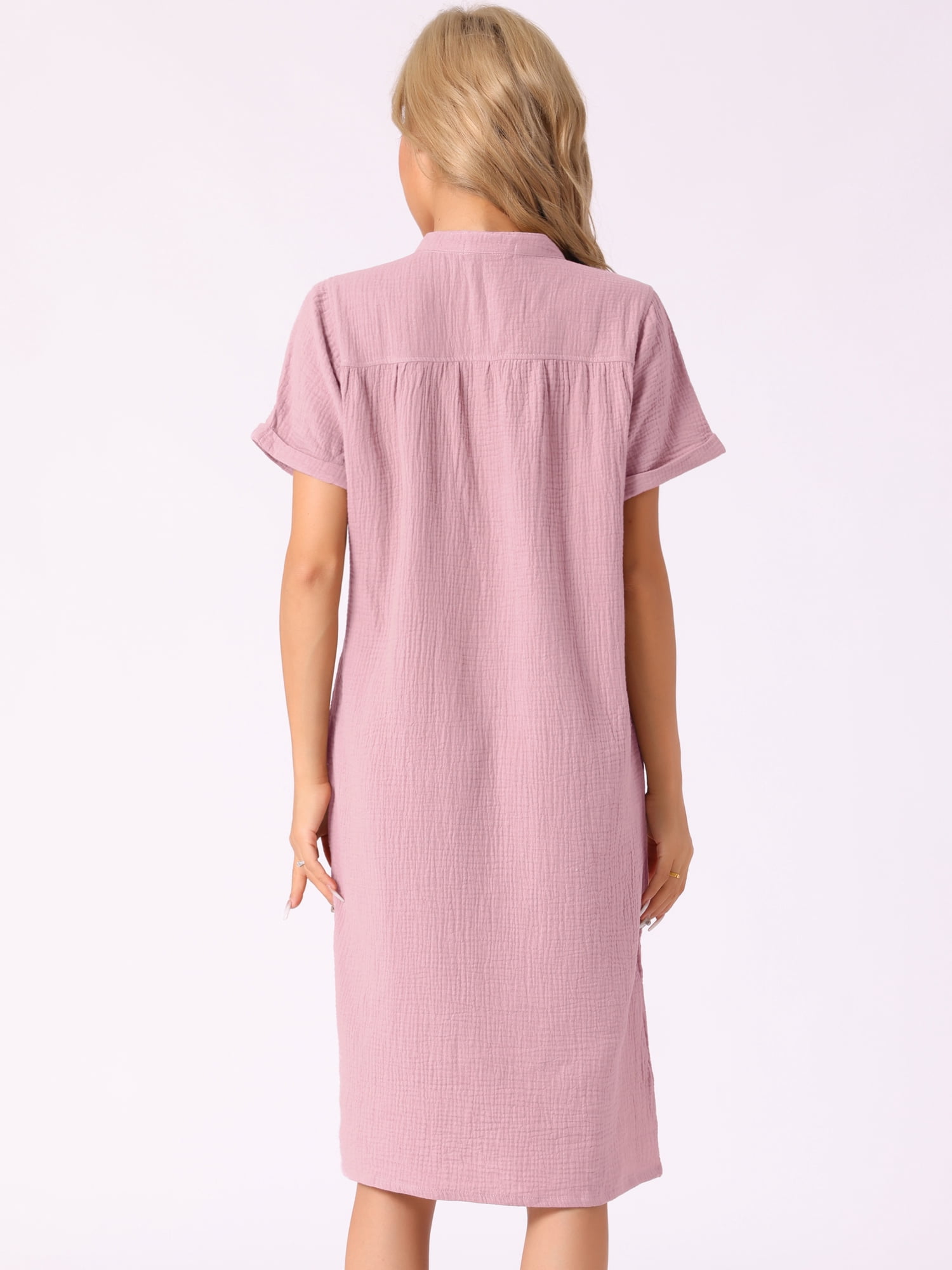DARING DIVA Women'ss Cotton Soft Short Sleeve V Neck Long Nightgown M Pink