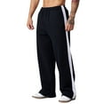 thumbnail image 2 of Handshe Men's Casual Straight-Leg Gym Pants with Breathable Panelled Design and Pockets - Solid Color Fitness Workout Outdoor Activewear,Plus Size, 2 of 5