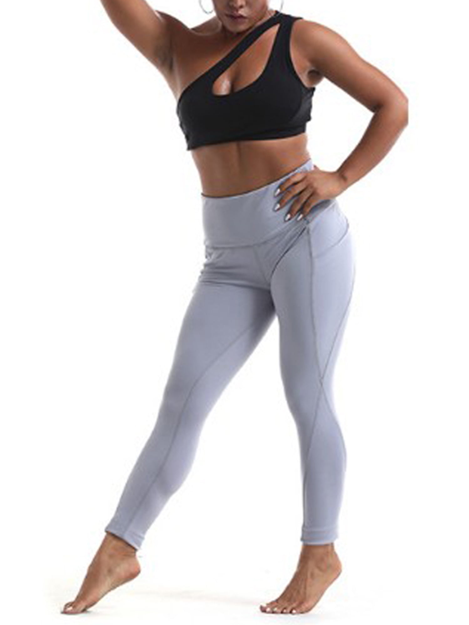 Womens Push Up Yoga Leggings High Waisted Pockets Gym Pants Compression Trousers 
