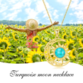 thumbnail image 2 of AOBOCO Crescent Necklace for Women 18K Gold Plated Moon and Sun Pendant with Natural Turquoise Stone Christmas Birthday Jewelry Gifts for Women, 2 of 5