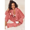 thumbnail image 5 of Ekouaer Womens Silk Satin Pajama Sets 2 Piece Sleepwear Pjs Set Long Sleeve Button Down Top and Pants Stripe Loungewear Red White Stripe XXL, 5 of 6