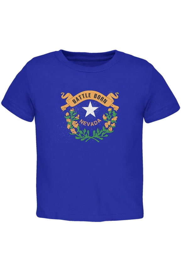 Born and Raised Nevada State Flag Toddler T Shirt Royal Toddler Size 5/6