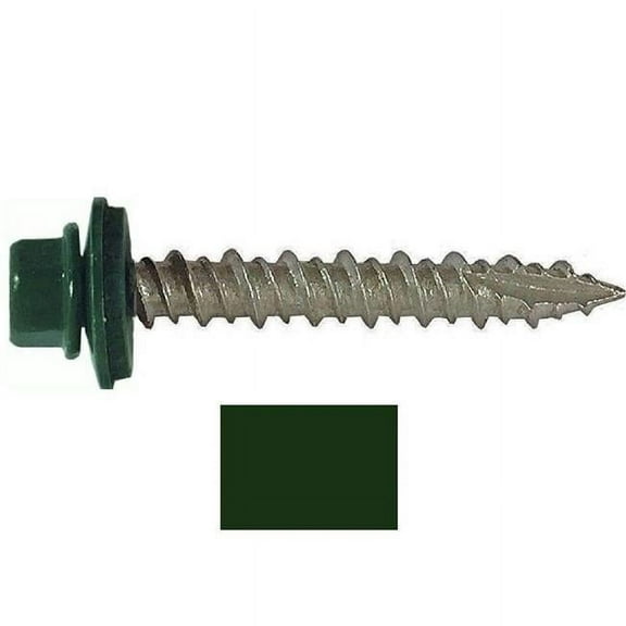 Hillman Fasteners 250492 LB 10 x 1 in. Metal to Wood Self-Drilling Roofing Screws, Evergreen