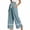 Blue, variant on Boho Wide Leg Linen pants for Women Fringe Drawstring Scalloped Waist Pants with Lace patchwork Hem Trendy Flowy Beach Pants Navy