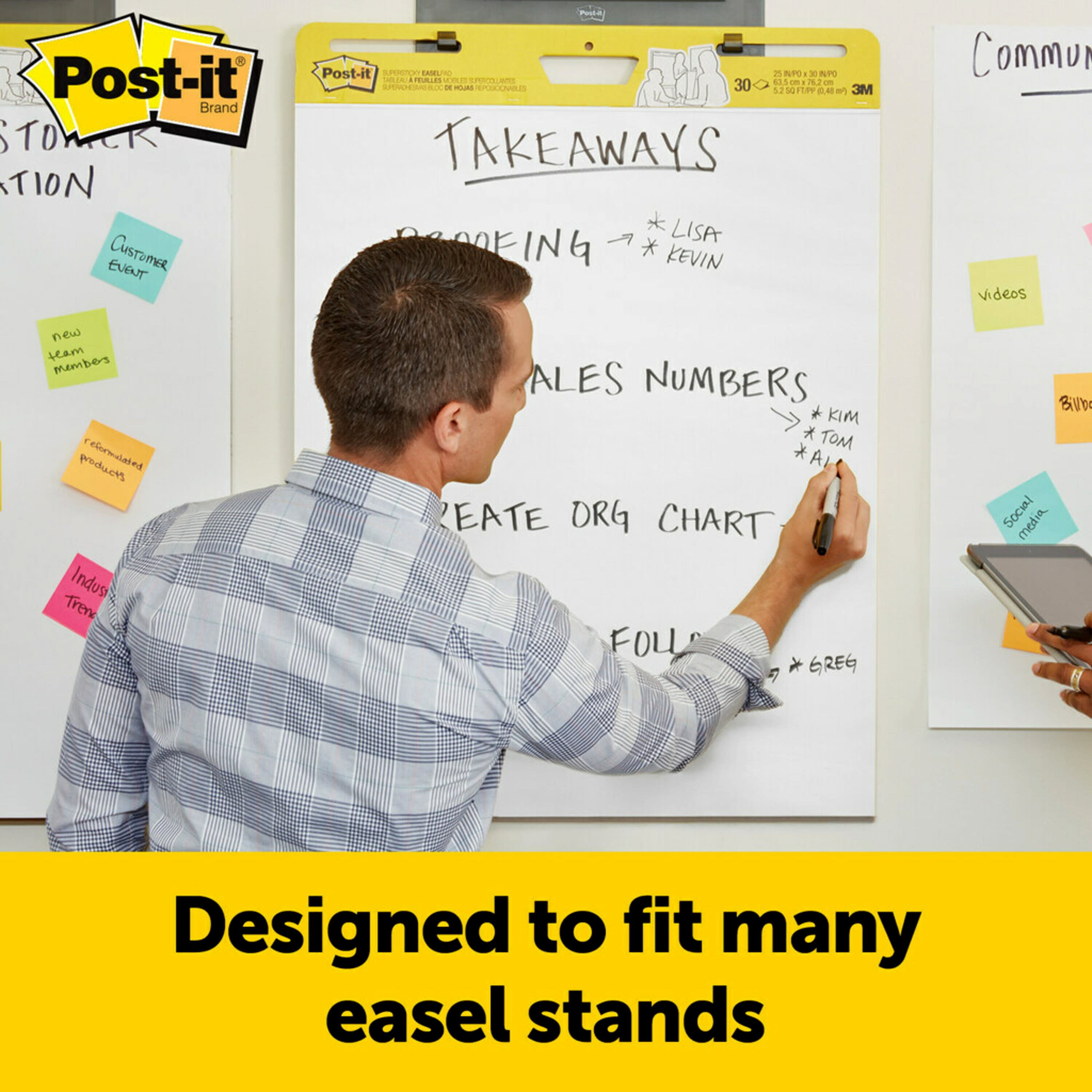 Post-it® Super Sticky Easel Pad, Short Backcard Format, White, 25