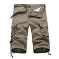 thumbnail image 3 of Cargo Pants for Men Cotton Solid Color Capris with Pockets Outdoor Work Hiking Capri Pants, 3 of 7