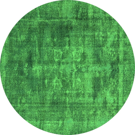 Ahgly Company Indoor Round Oriental Green Industrial Area Rugs, 8' Round