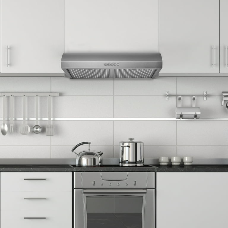  Hauslane, Chef Series 30 PS18 Under Cabinet Range Hood, Black  Stainless Steel, Pro Performance