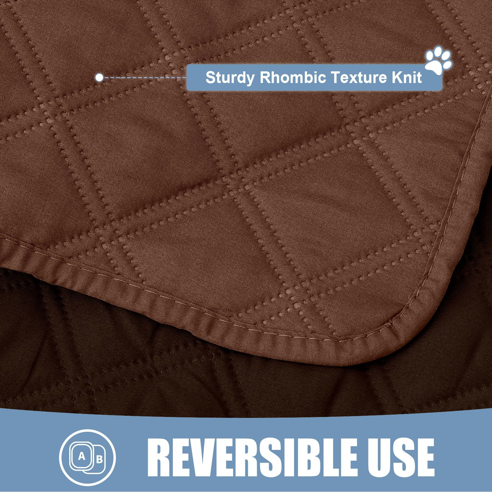 Smiry Waterproof Pet Couch Covers, Washable Dog Blankets for Couch & Bed, Reversible Sofa Cover for Living Room (52x82 Inch, Brown/Chocolate)