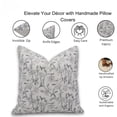 thumbnail image 4 of Fabdivine Block Print Throw Pillow Cover, 24x24 Inch Off White Linen Decorative Cushion Cover, Floral Print Boho Design White Pillow Cover for Sofa and Couch, 4 of 5
