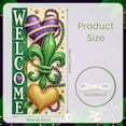 thumbnail image 2 of Purple Heart Welcome Banner Green Fleur-de-lis Mardi Gras Display Gold Stars Beads Decoration Heart Backdrop for Festival Party Welcome Event Mardi Gras Celebration, 2 of 4