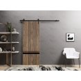 thumbnail image 3 of Sturdy Barn Door 18 x 80 inches | Planum 0012 Walnut with Frosted Glass | 6.6FT Rail Hangers Heavy Hardware Set | Solid Panel Interior Doors, 3 of 6