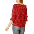 thumbnail image 4 of Allegra K Women's Ruffle Lapel Collar Heart Print Button Down Elbow Sleeve Shirt, 4 of 7