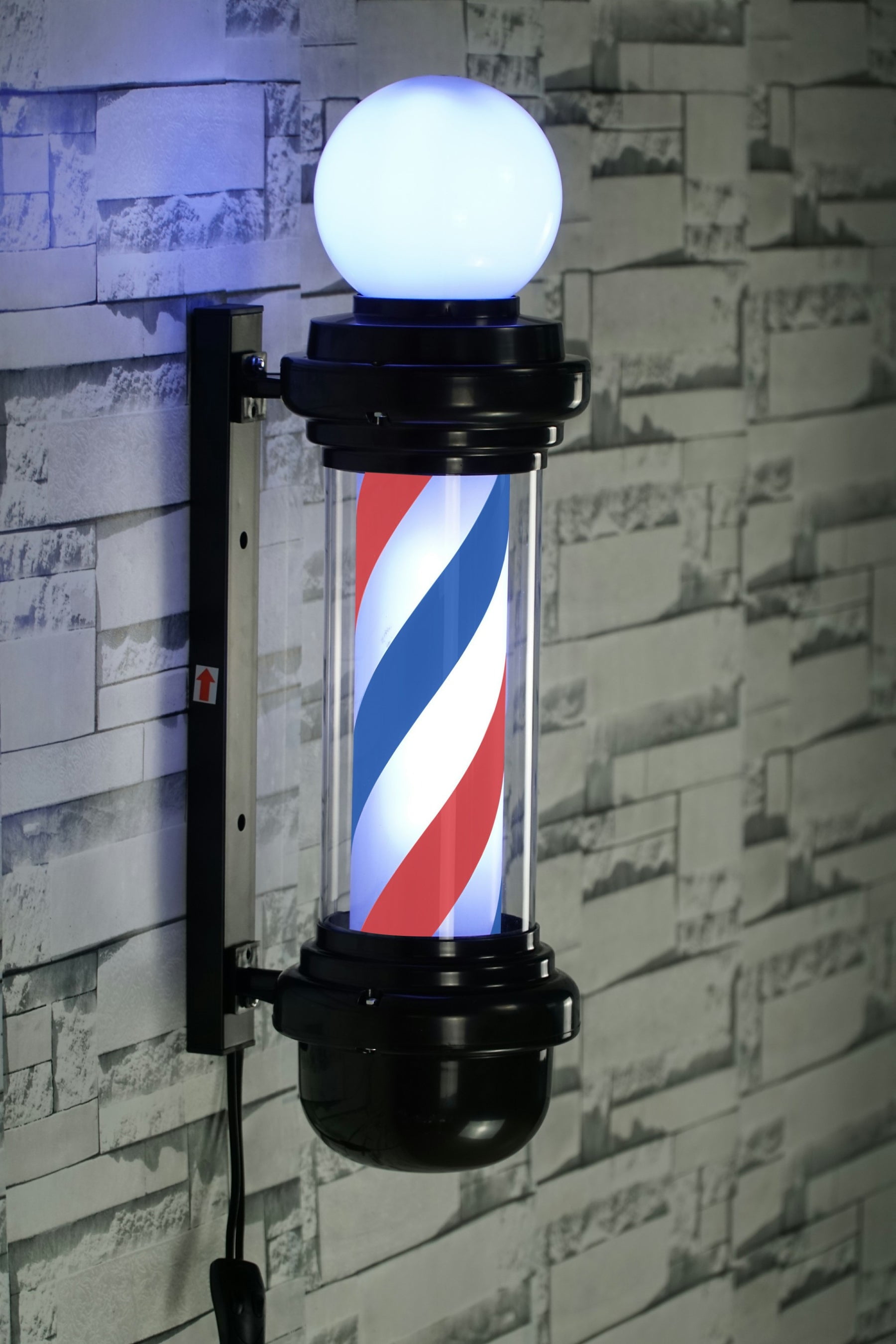 BarberPub 27'' Wall Mounted Barber Pole with LED Light for Hairdressing, Salon Spa Stripes Rotating lamp