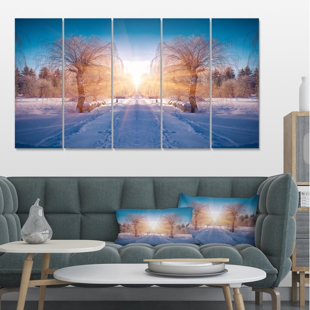 Winter Landscape in City Park - Landscape Canvas Art Print