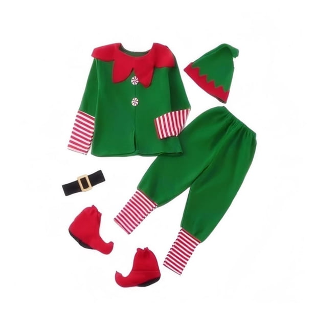 Disfraz navideño completo para niños y adultos | Disfraz de Papá Noel con vestido, gorro, cinturón, orejas y calcetines | Ideal para juegos de rol unisex, espectáculos navideños, fiestas y accesorios