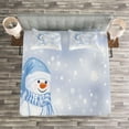 thumbnail image 3 of Ambesonne Winter Quilted Bedspread Set 3 Pcs, Snowman Cartoon, Queen Size, Pale Blue White, 3 of 3