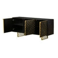 thumbnail image 3 of Wooden Sideboard with Six Shelves and Metal Accents, Gold and Black- Saltoro Sherpi, 3 of 5