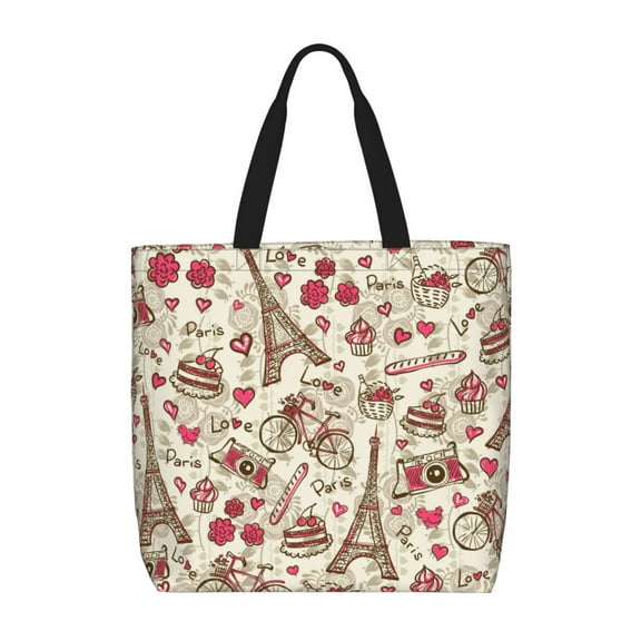 Pofeuu Paris Vintage Print Tote Bag for Women,Hobo HandBags with Zipper,Large Capacity Casual Shoulder Handbags with Inner Pockets