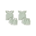 thumbnail image 2 of BemeyourBBs Toddler Baby Girl Summer Clothes Cute Infant Baby Girls Plaid Gingham 2 Piece Outfits Flying Sleeve Lace Collar Shirt Tops and Shorts Set Toddler Girls Summer Outfit, 2 of 9