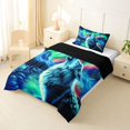 thumbnail image 2 of Manfei Dreamy Northern Lights Twin Comforter Sets,Wild Wolf Bedding Set,Blue Green,Black Reversible,2-Piece,1 Comforter and 1 Pillowcase, 2 of 7