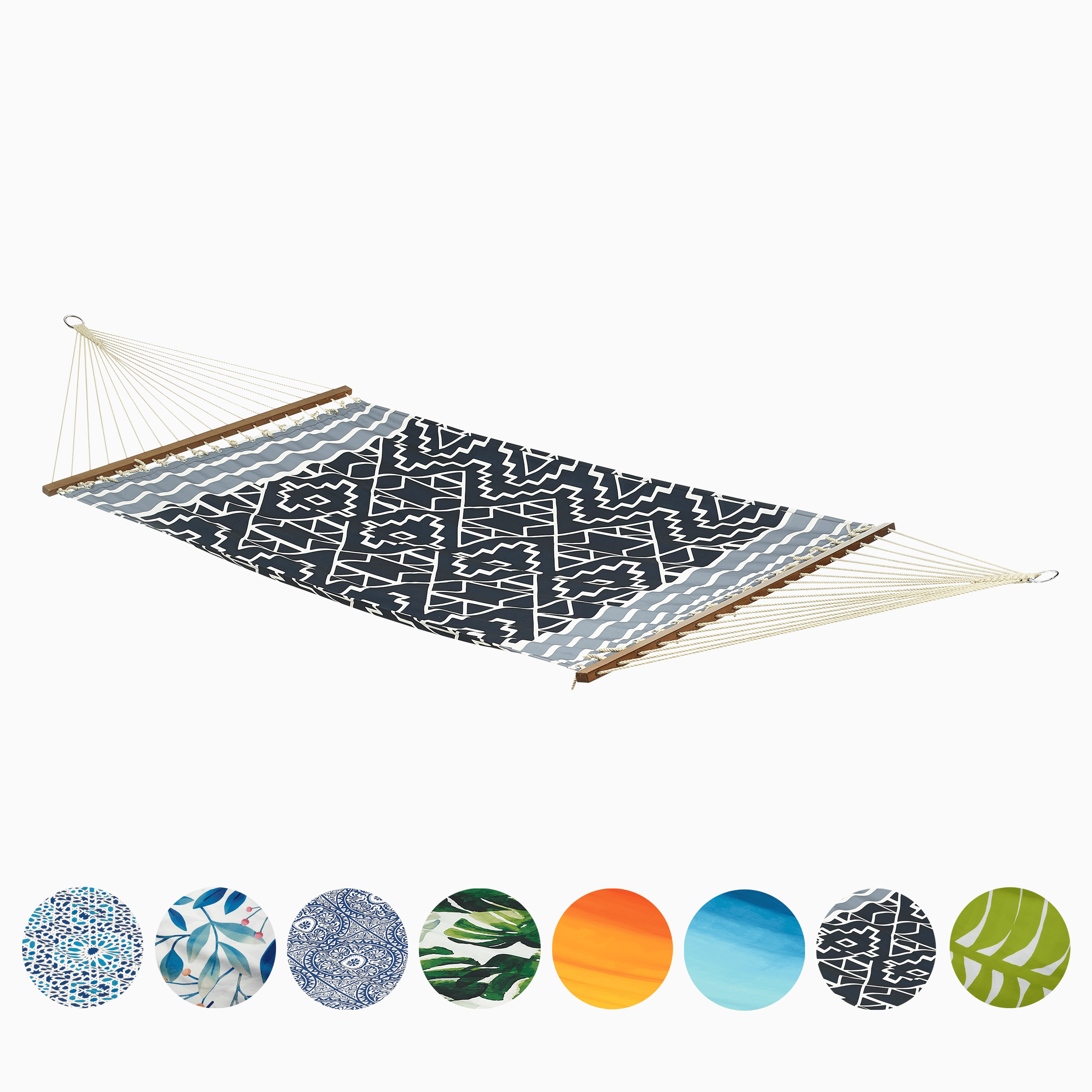 Fab Habitat Tribal Recycled Polyester Hammock - Kilimanjaro - Black - Indoor/Outdoor, Quick Dry, 2 Person 460 lbs Capacity - Patio, Poolside, Backyard, Garden, Beach, Balcony - 12-14 ft Adjustable