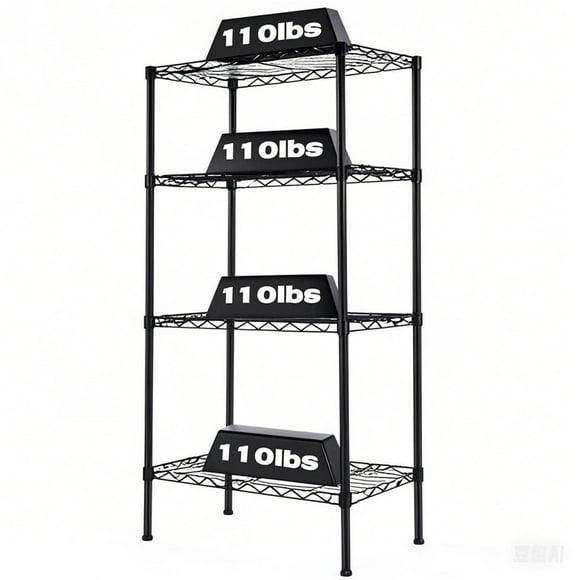4 Tier Steel Storage Shelving Unit, 440LBS Weight Capacity, 23.6"W x 13.7"D x 47"H Garage Tool Storage Rack Adjustable Wire Organizer Shelf