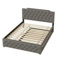 thumbnail image 6 of Queen Size Upholstered Platform Bed,Platform Bed Frame with Twin Size Trundle and 2 sets of USB Ports on Each Side,Linen Fabric,Gray, 6 of 7