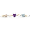 thumbnail image 2 of Gem Stone King Keren Hanan 1.70 Ct Peach Morganite Purple Amethyst 925 Silver and 10K Yellow Gold Lab Grown Diamond Bracelet for Women, 2 of 5