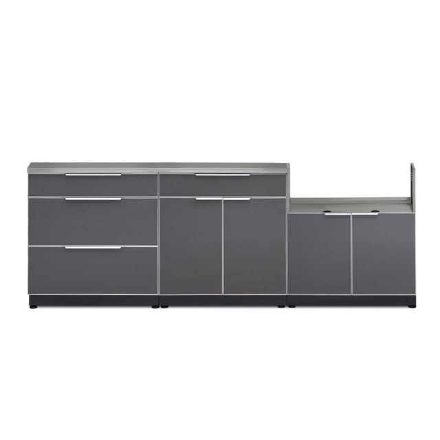 NewAge Products Outdoor Kitchen Aluminum 4 Piece Cabinet Set with Countertops