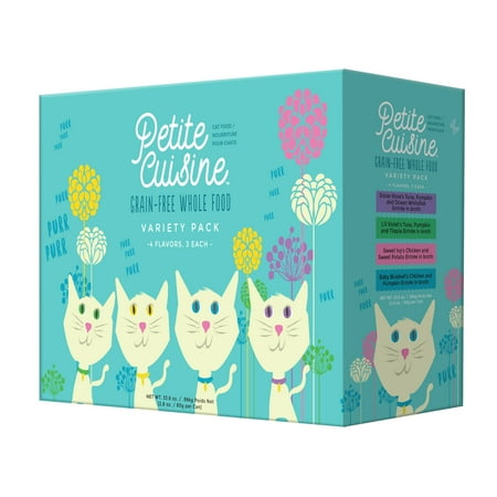 UPC: 0693804491442 | Petite Cuisine Wet Canned Cat Food Variety Pack – 4 Flavors Grain-Free Whole Food – 2.8 oz. cans (Pack of 12)