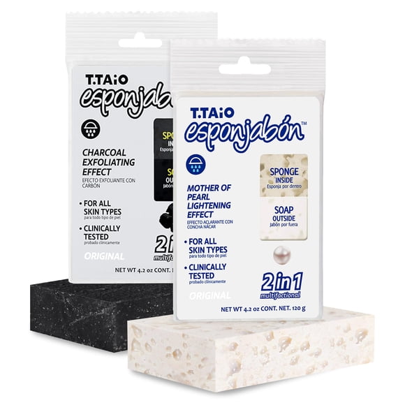 Esponjas para jabón T.Taio Esponjabon, madreperla y carbón