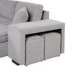 thumbnail image 4 of 104" Modern L-Shape 3 Seat Reversible Sectional Couch, Upholstered Comfy Sofa Bed with a Storage Chaise and 2 Stools,Pull-out Sleeper Sofa with 2 Pillows for Living Room and Apartment, Gray, 4 of 9