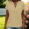thumbnail image 6 of Pxxlle Plus Size Womens Shirts Cotton Linen Cap Sleeve Shirt Summer Casual Button V Neck Tops Khaki S, 6 of 10