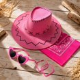 thumbnail image 5 of Unisex Retro Western Cowboy Hat Fashion Wild West Headwear for Men Women Fancy Dress Costume Party Hot Pink One Size, 5 of 5