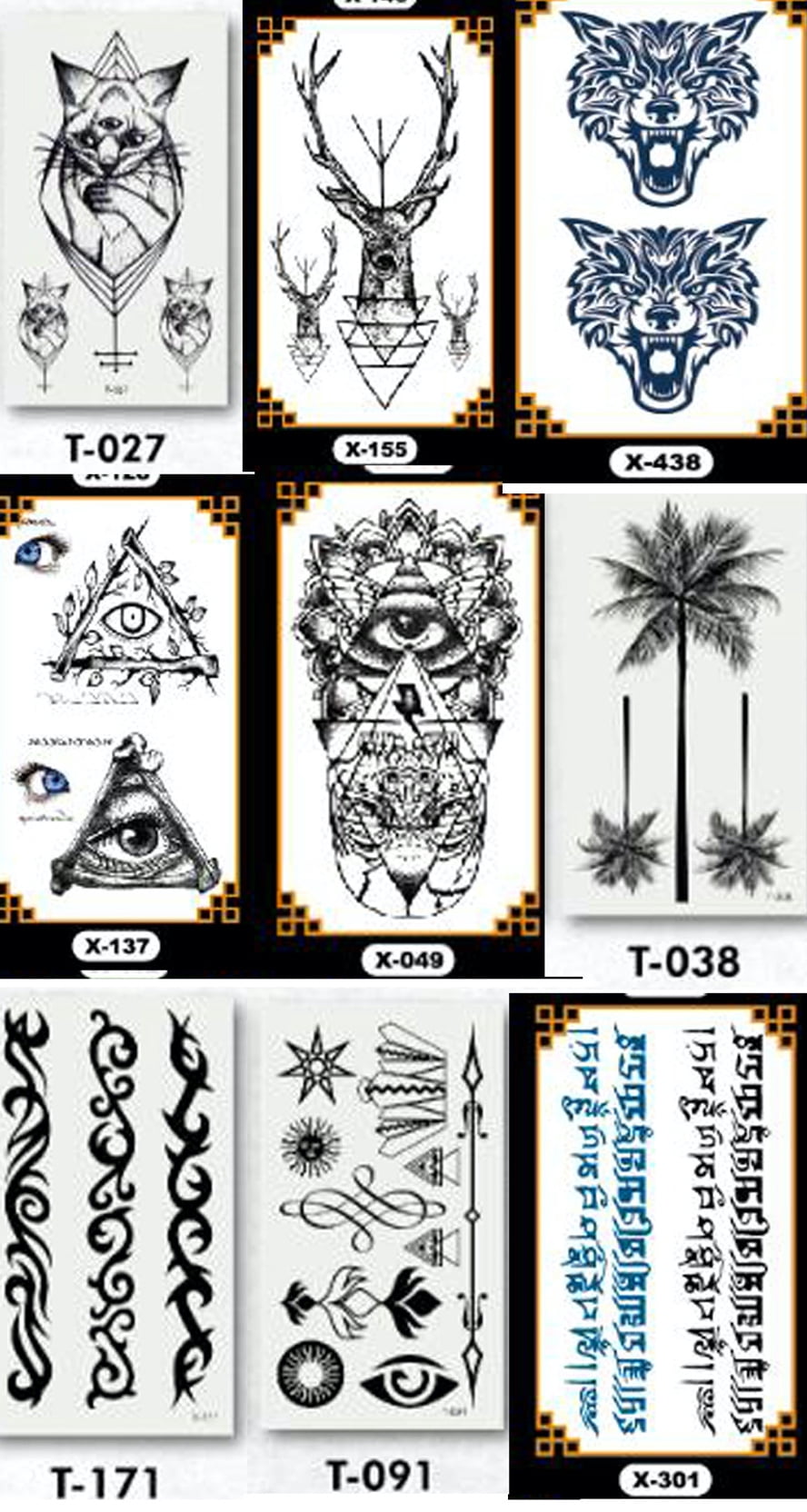 PartyPavillion More Temporary Tattoos Men Women Kids - Black