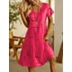 thumbnail image 4 of Vestido Informal De Talla Grande, Vestido Elástico Ligero Con Cuello En V Y Manga Corta Con Estampado De Rayas Para Mujer, 4 of 4