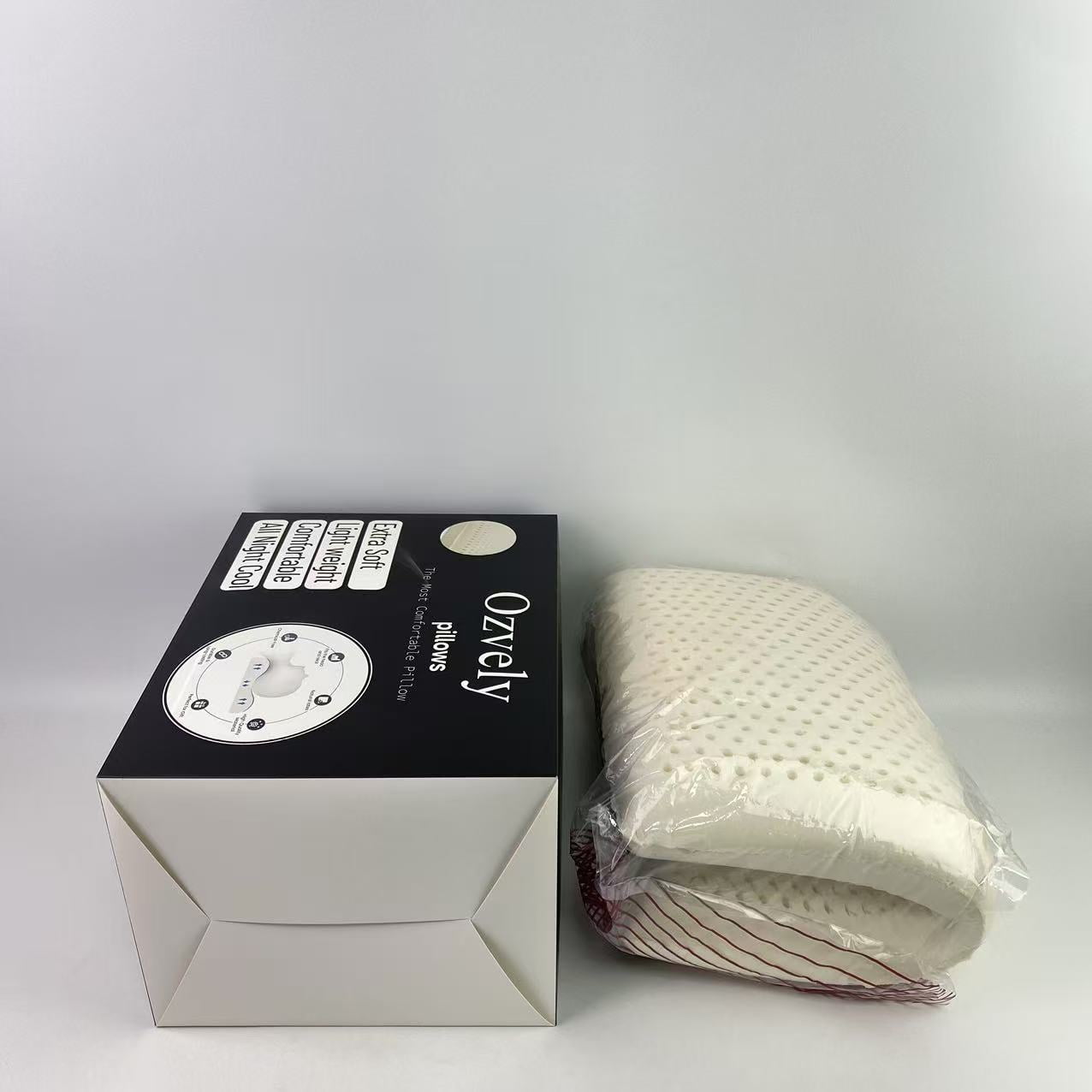 Ozvely pillows,Latex Pillow, Natural Cooling Latex, Medium Firm, Ergonomic Support for Side, Back & Stomach Sleepers. Breatthable Comfort. 24 × 16 inches