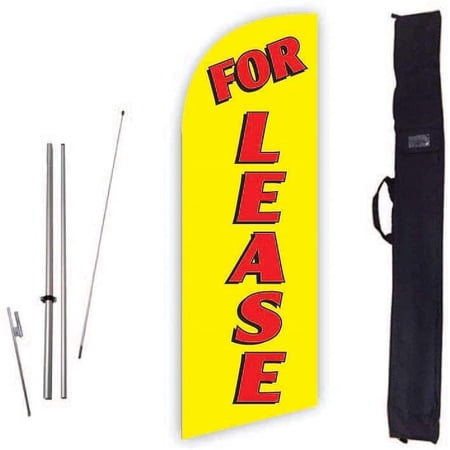 Cobb Promo for Lease Yellow 6ft Real Estate Feather Flag with Complete 8ft Pole kit, Ground Spike and Carry Bag